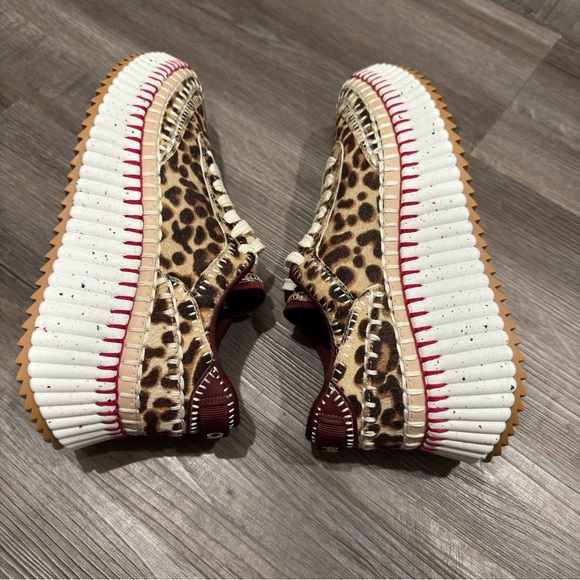 Chloe Nama Leopard Print Calf Hair Jungle Brown Sneakers - Picture 8 of 16